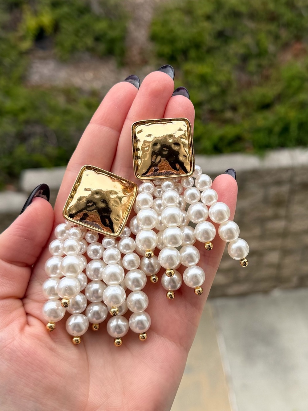 Pearl Cluster Drop Earrings - Elegant Statement Evening Jewelry